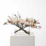Light Pink Magnolia Branch Blooms in Oval Pocket Vase Everyday Spring Water Illusion Arrangement - Image 3