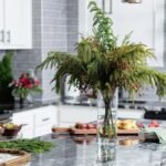Norfolk Pine & Red Berry Christmas Holiday Water Illusion Centerpiece Arrangement in Tall Glass Vase - Image 3