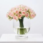 Mini Pink & Green Silk Rose Arrangement in Footed Urn Bowl Vase