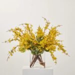 Pocket Full of Sunshine - Yellow Forsythia Branches & Blooms in Oval Pocket Vase Spring Summer Floral Water Illusion