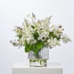 Angelic Blooms - White Lilac & Pansy Florals in Rigid Glass Vase Everyday Spring Water Illusion Arrangement - Image 3