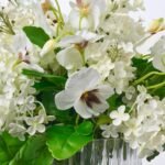 Angelic Blooms - White Lilac & Pansy Florals in Rigid Glass Vase Everyday Spring Water Illusion Arrangement - Image 2