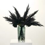 Noir Elegance - Midnight Pampas Grass & Eternal Rose Halloween Fall Water Illusion Arrangement