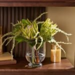Protea Paradise - Lifelike Green King & Pincushion Proteas in Rounded Footed Vase Everyday Centerpiece Water Illusion Arrangement - Image 3