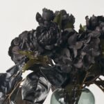 Nightshade Garden - Lustrous Magnolia Leaf with Black Magic Peony & Hydrangea Halloween Floral Water Illusion Centerpiece Arrangement - Image 2