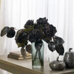 Nightshade Garden - Lustrous Magnolia Leaf with Black Magic Peony & Hydrangea Halloween Floral Water Illusion Centerpiece Arrangement