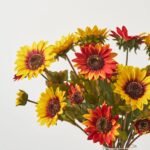 Sunflower Spectacle - Golden & Rust Orange Mixed Mini Sunflower Blooms in Pyramid Vase Fall Water Illusion - Image 3