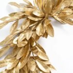Antiqued Gold Bay Leaf Christmas Holiday Mantel Swag - Image 2