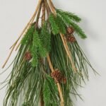 Mixed Scotch & Island Pine Teardrop Swag with Faux Pinecone & Branches - Image 2