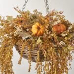 Fall Harvest Pumpkin Hanging Basket Fall Floral Arrangement Swag - Image 2