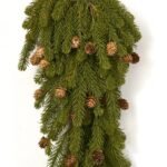 Green Spruce & Miniature Pinecone Hanging Jute Wrapped Fall Swag - Image 2