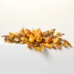 Golden Yellow Pear, Birch & Maple Leaf Flat Centerpiece Arrangement Decorative Fall Swag