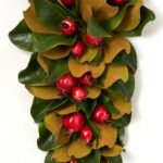 Real Touch Magnolia Leaf & Red Pomegranate Hanging Front Door Christmas Swag Holiday Wall Decor - Image 2