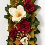 Magnolia Majesty - Real Touch Magnolia, Metallic Gold Crabapple, Red Queen Rose, Pine & Pinecone Hanging Christmas Swag - Image 2