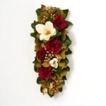 Magnolia Majesty - Real Touch Magnolia, Metallic Gold Crabapple, Red Queen Rose, Pine & Pinecone Hanging Christmas Swag