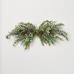 Frosted Eucalyptus, Metallic Blue Tinsel Berry & Frosted Long Needle Pine Christmas Swag Centerpiece Arrangement