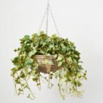All Seasons Frosted Grape Leaf Hanging Basket Everyday Faux Greenery