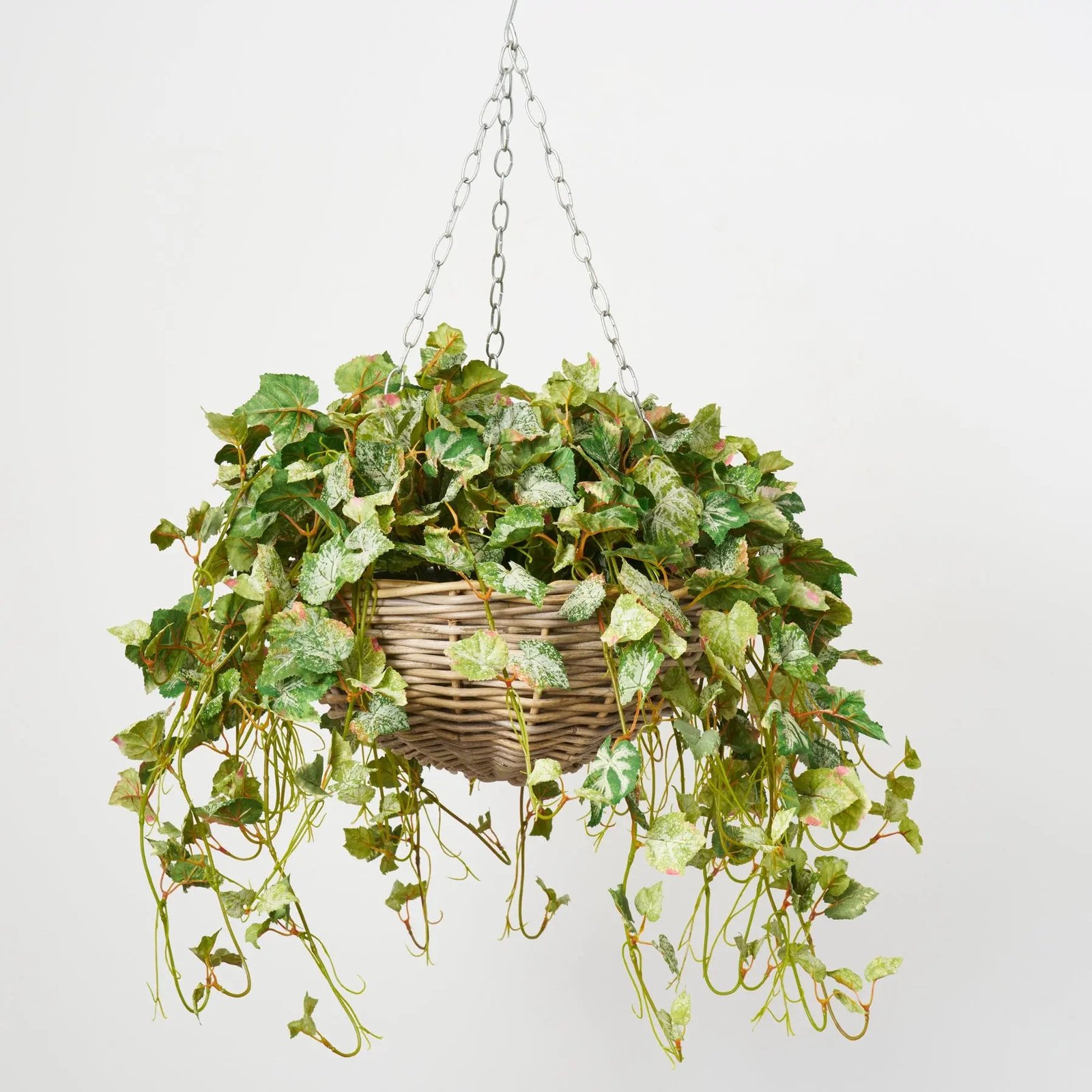 FDS150AllSeasonsFrostedGrapeLeafHangingBasketEverydayFauxGreenery_1 All Seasons Frosted Grape Leaf Hanging Basket Everyday Faux Greenery - Image 1
