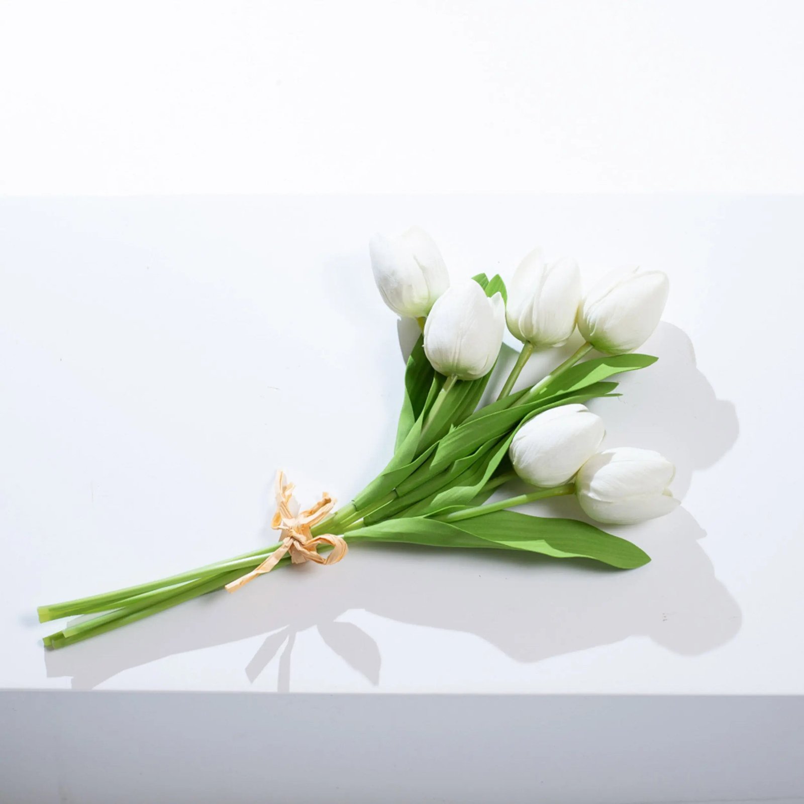 FLWSTEM1015-WhiteTulipBouquetBundleof6-Availablein6Colors_1-1 Real Touch White Faux Tulip Bouquet Bundle of 6 Stems - Image 1