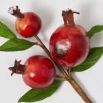 Burgundy Red Pomegranate Artificial Fruit & Leaf Stem Wired Branch - 15 - Image 2