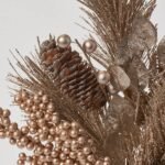 Silver & Gold Glitter Pine with Pinecone, Metallic Matte Berry Festive Holiday Ornament Ball Spray -19 - Image 2