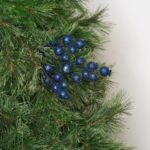 Waterproof Midnight Blue Glitter Berry Outdoor Holiday Stem Spray - 21