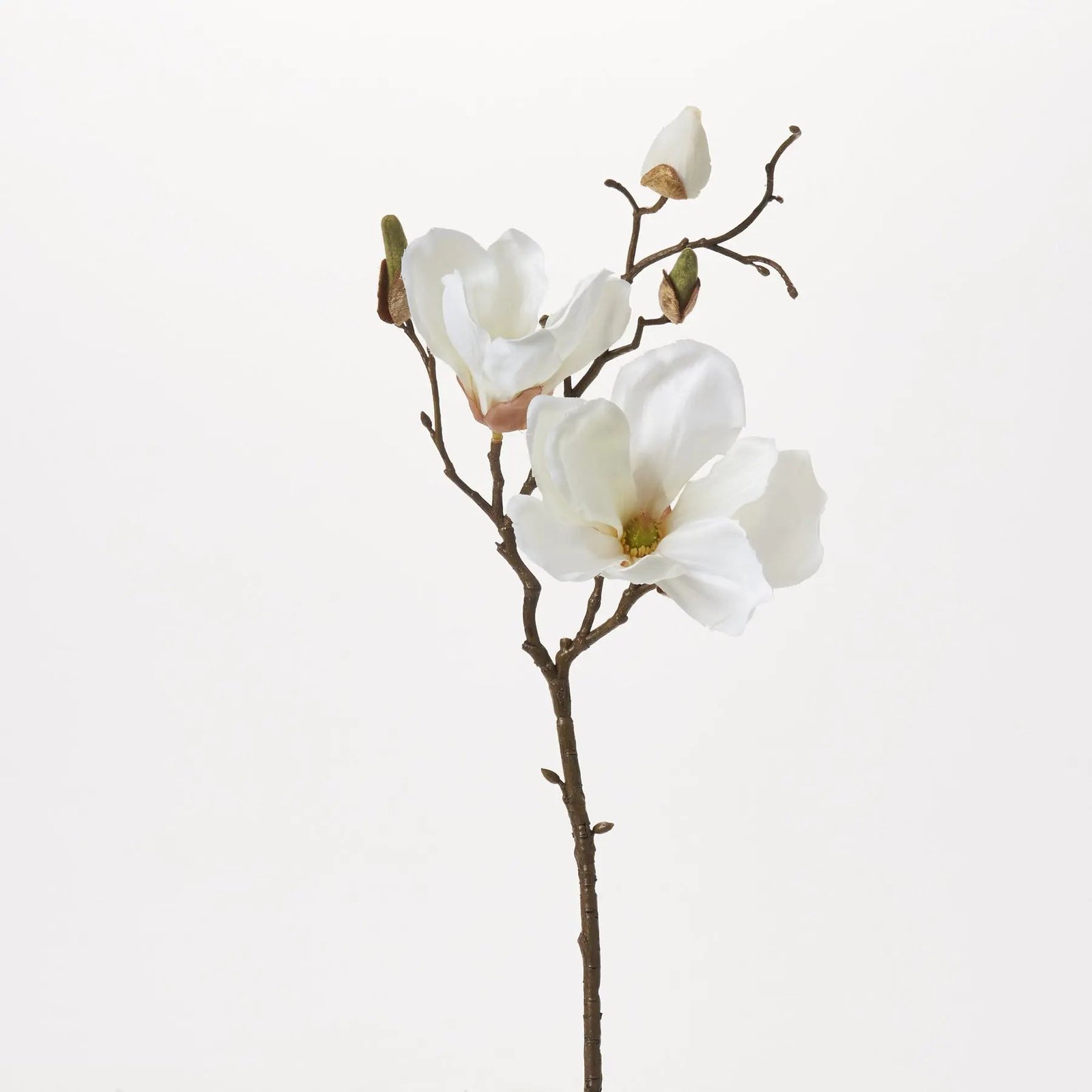 FLWSTM1311PearlWhiteMagnoliaBlossom_BudMulti Cream White Magnolia Blossom & Bud Multiple Blooming Branch Stem Spray - 19 - Image 1