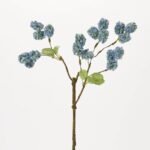 Light Blue Mini Viburnum Everyday Spring Faux Foliage Stem Spray - 15