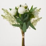 Mixed Spring Bundle Bouquet of 13 Faux Peony Buds, Lilac & Eucalyptus Stems - 15