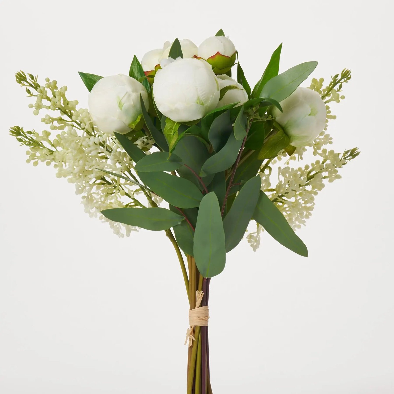 FLWSTM1407MixedSpringBouquetofFauxPeonyBuds Mixed Spring Bundle Bouquet of 13 Faux Peony Buds, Lilac & Eucalyptus Stems - 15 - Image 1