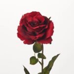 Red Queen Rose Bloom Single Long Stem Faux Floral Spray - 28 - Image 2