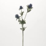 Antique Blue Thistle Fuzzy Long Stem Faux Floral Spray  - 30 - Image 2