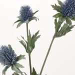 Antique Blue Thistle Fuzzy Long Stem Faux Floral Spray  - 30 - Image 3