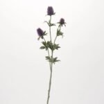 Lavender Purple Thistle Fuzzy Long Stem Faux Floral Spray  - 30