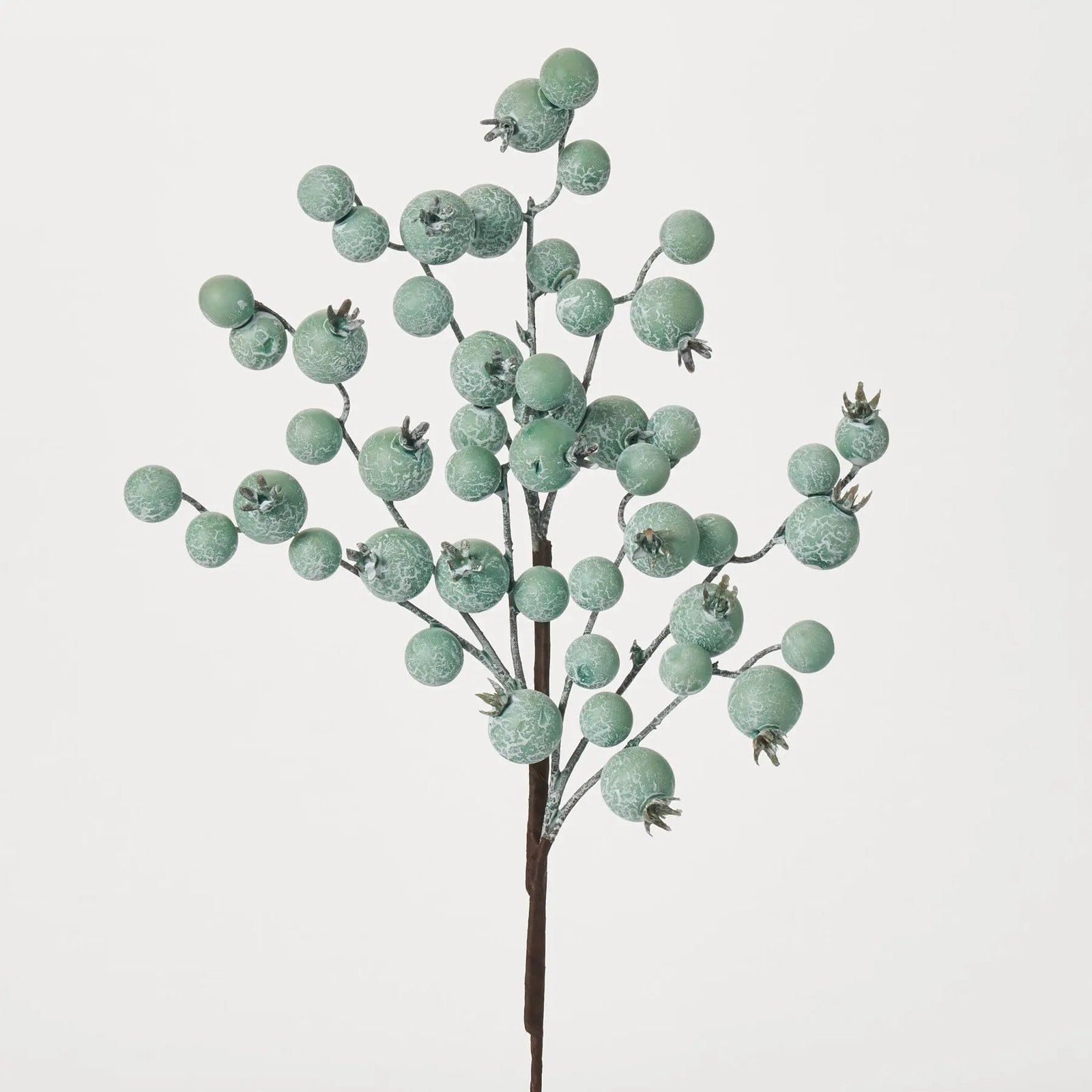 FLWSTM1484TealWeatheredCrabappleClusterFauxBe-1 Weathered Light Blue Crabapple Cluster Faux Berry Spray - 17 - Image 1