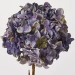 Dried Look Dark Purple & Gold Silk Hydrangea Bloom Spray Single Long Stem - 21 - Image 2