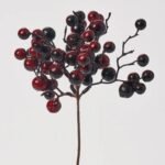 Waterproof Dark Red Faux Berry Cluster Spray  - 8