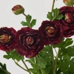 Blooming Dark Burgundy Persian Buttercup Ranunculus Bush Faux Floral Stem Bouquet - 19 - Image 2