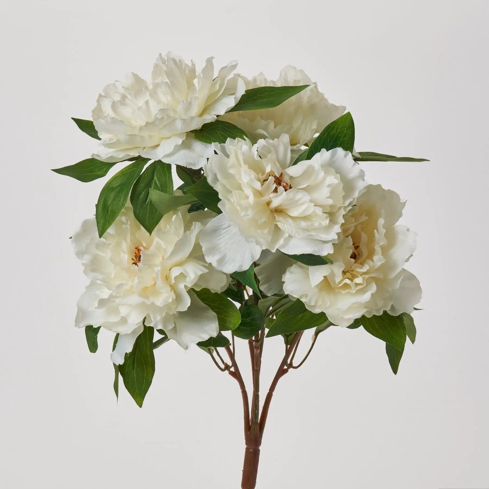 FLWSTM1727LifelikeWhiteSilkPeonyStemBushBouq Lifelike White Silk Peony Blooms Bush Bouquet - 19 - Image 1