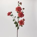Flowering Mauve Pink Silk Dahlia Bloom & Bud Faux Floral Stem Spray - 41