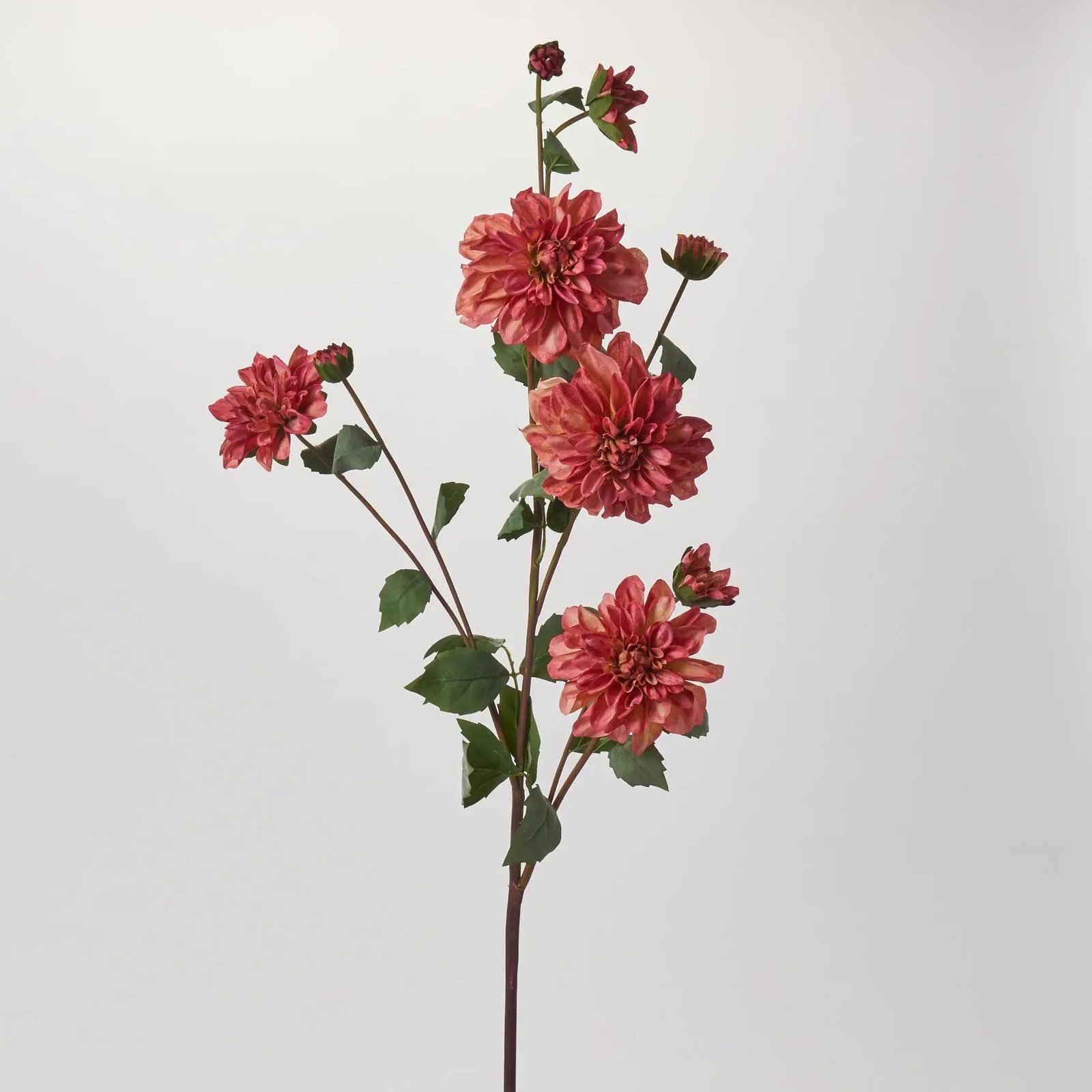 FLWSTM1746FloweringMauvePinkSilkDahliaBloom Flowering Mauve Pink Silk Dahlia Bloom & Bud Faux Floral Stem Spray - 41 - Image 1
