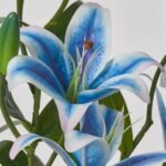 Royal Blue Silk Tiger Lily Bloom & Bud Faux Floral Stem Bouquet - 22 - Image 2