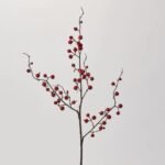 Dark Red Faux Wild Currant Berry Branch Stem Spray - 28