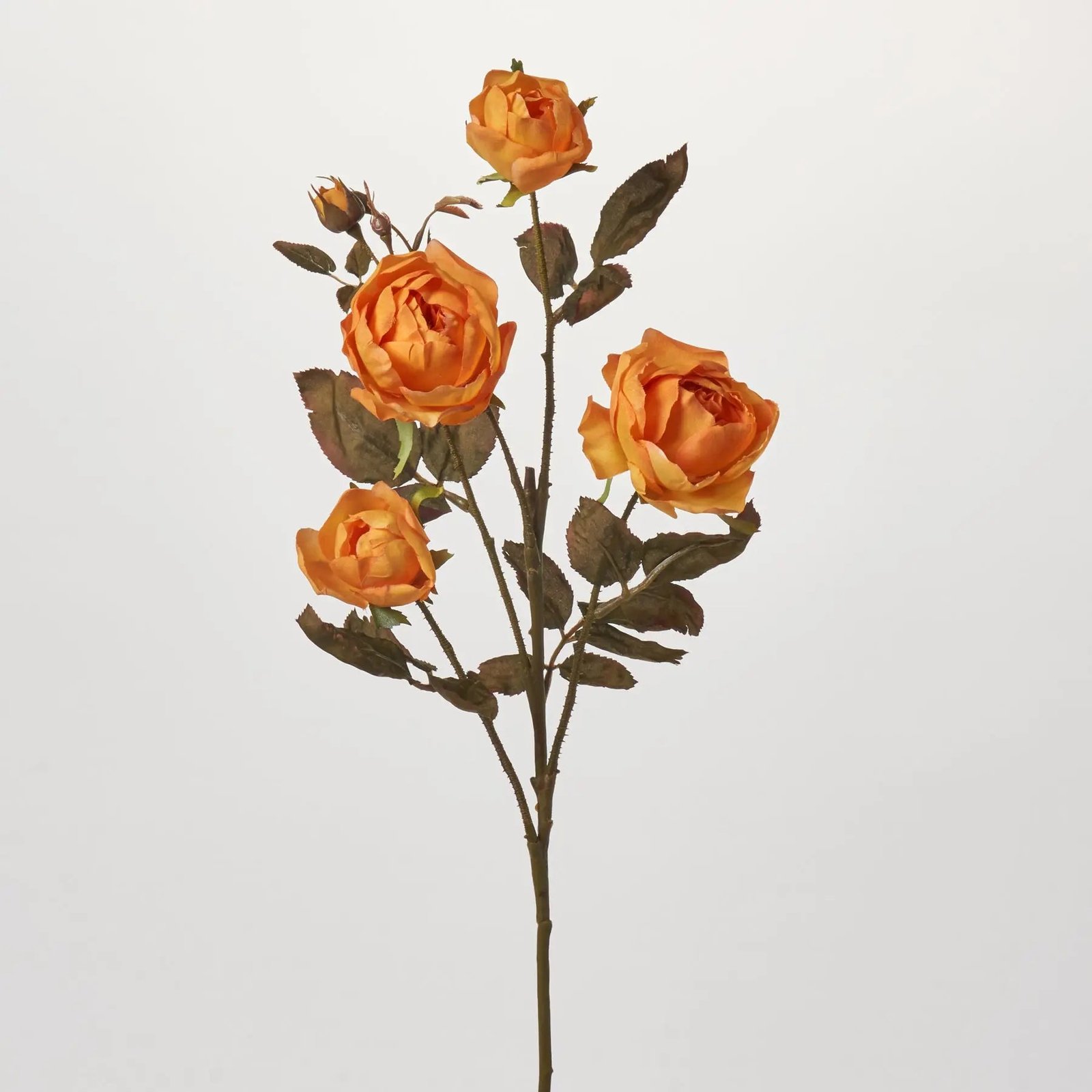 FLWSTM2059LifelikeBloomingGoldenYellowRoseSpr Lifelike Blooming Golden Yellow Rose Spray Prickly Thorn Faux Floral Stem - 30 - Image 1