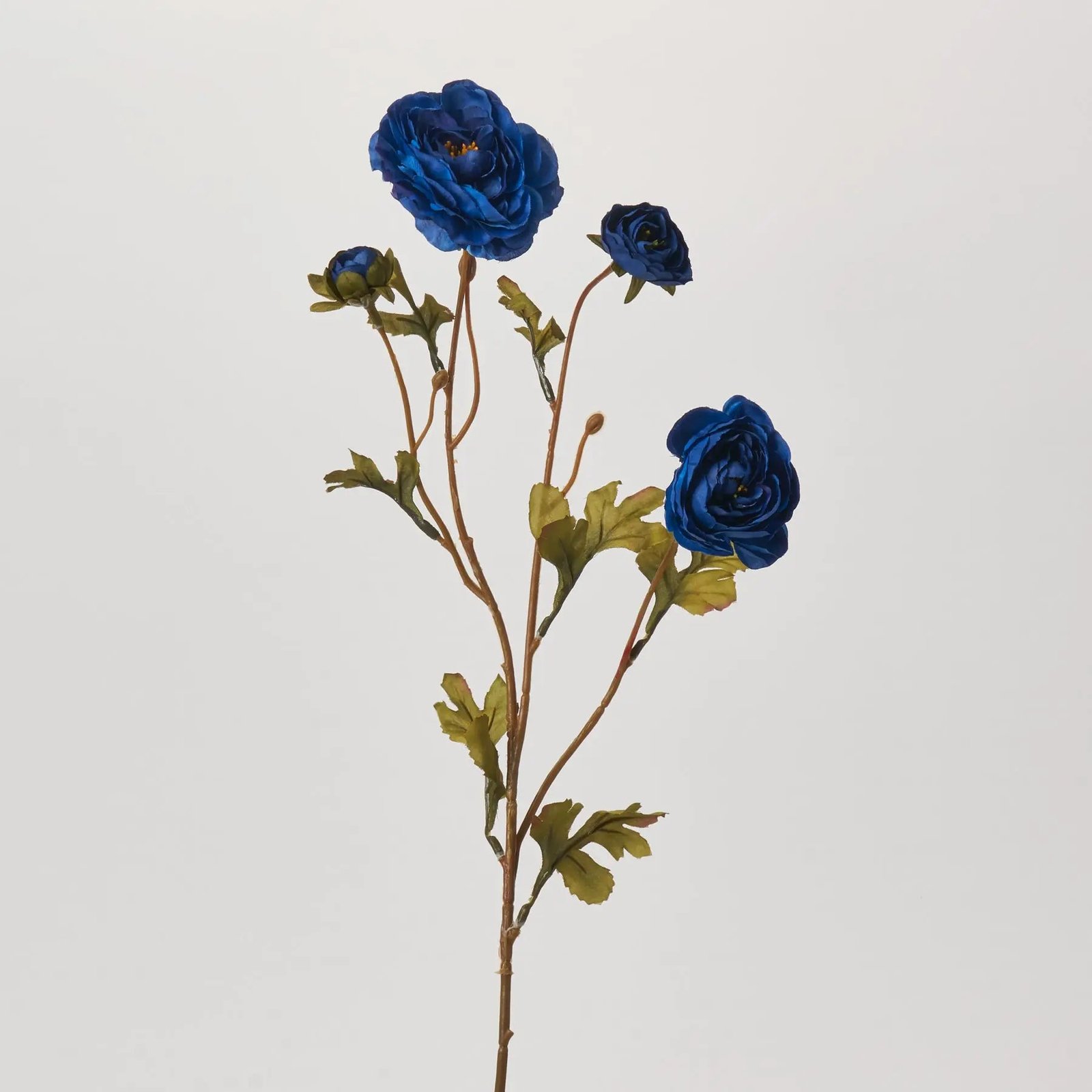 FLWSTM2352BloomingDarkBlueRanunculusSpraySing Blooming Dark Blue Ranunculus Spray Single Faux Floral Stem - 26 - Image 1