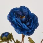 Blooming Dark Blue Ranunculus Spray Single Faux Floral Stem - 26 - Image 2