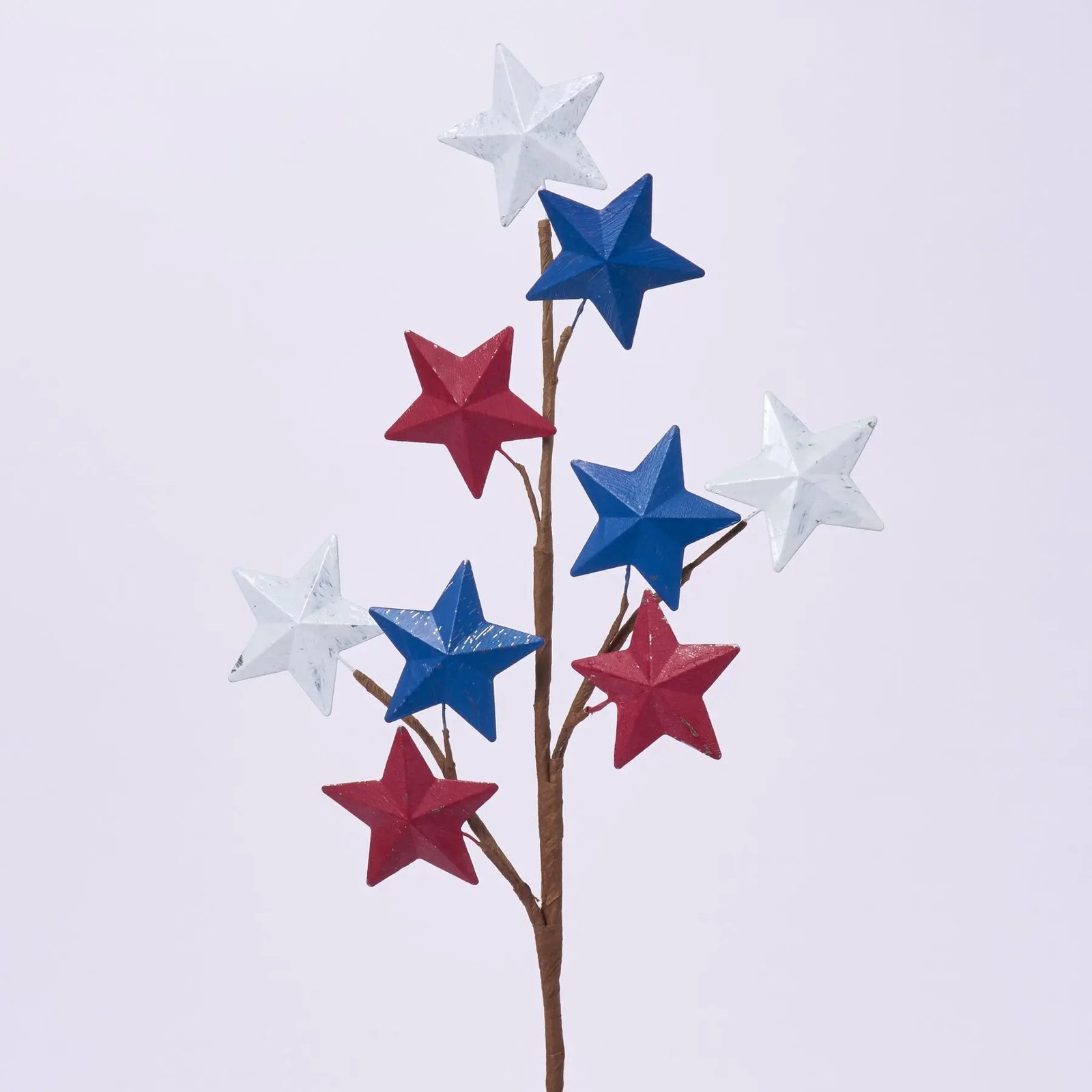 FLWSTM2895Red_White_BlueAntiqueMetalStarsPatriotic Patriotic Red, White & Blue Antique Metal Stars American Holiday Branch Spray - 28 - Image 1