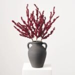Dark Burgundy Red Waterproof Winter Berry Branch Spray - 28