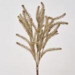 Glitter Flocked Gold Brass Pine Bush Spray - 19
