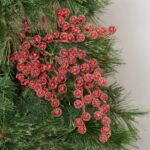 Burgundy Red Metallic Glitter Sugar Berry Branch Spray - 29